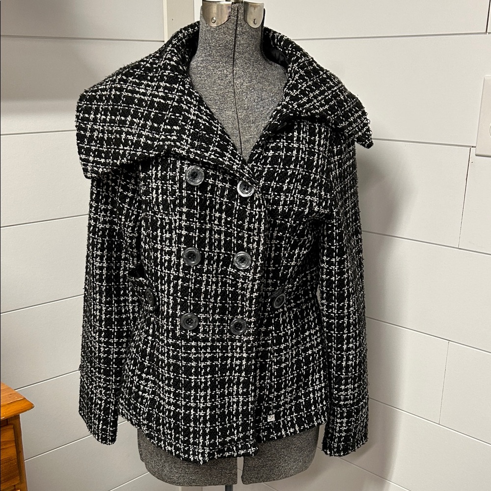 UNIONBAY Black and White Pea Coat